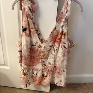Express Floral Tie Shoulder Tank